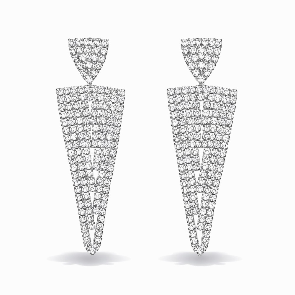 ⚜️ Luxury Silver Crystal Drop Earrings